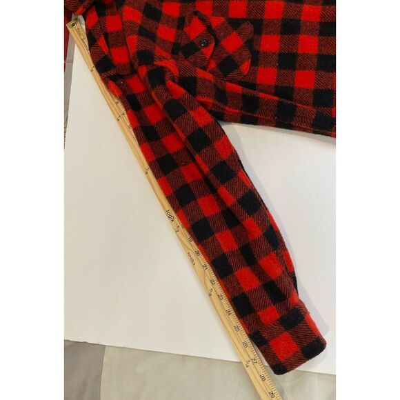 Vintage Melton‎ Buffalo Plaid Wool Jacket Men's Large Red Button Up Made In USA - Picture 7 of 7